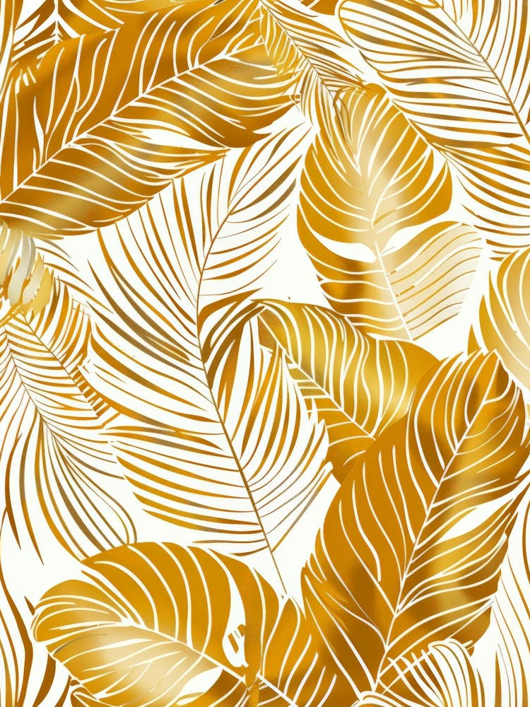 Gold Palm Leaves Seamless Pattern 1