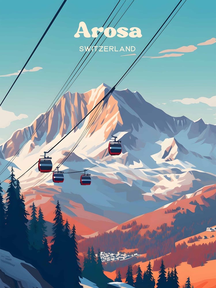 Arosa Switzerland Captivating Mountain Landscape Travel Illustration Art
