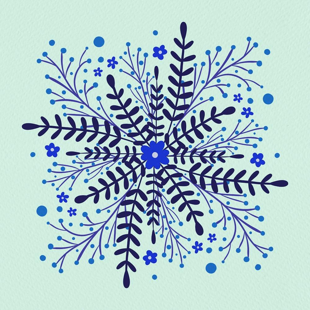 Circular Simple Flowers blue