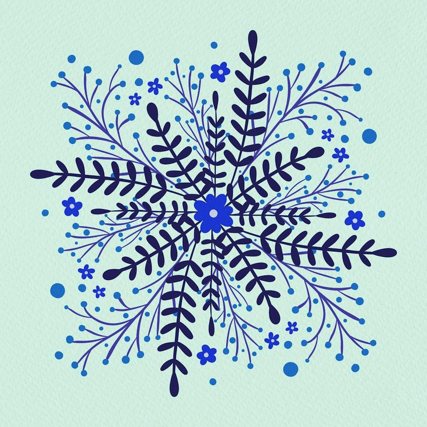 Circular Simple Flowers blue