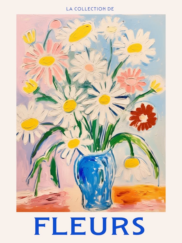 French Flower Poster Oxeye Daisy