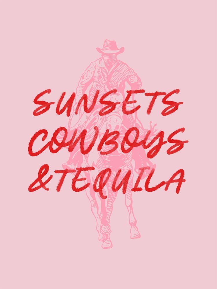 Cowboy Cowgirl Tequila Poster, Western, Texas Art, Vintage Horse Art, Assorted Wall Art