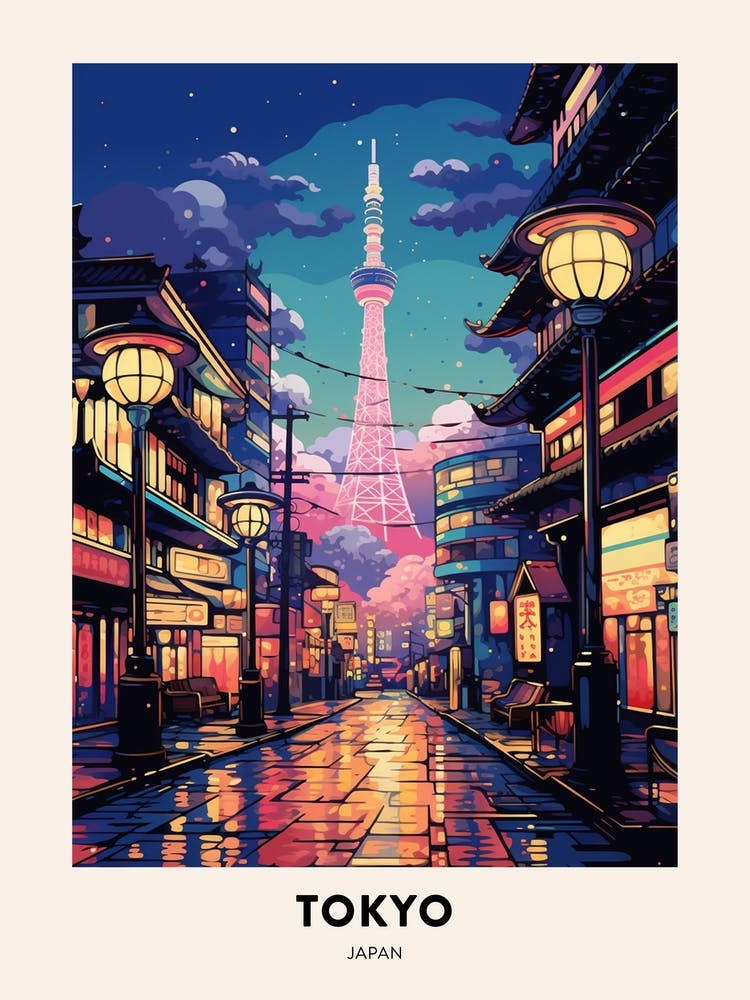 Winternacht Reiseposter Tokyo Japan 2