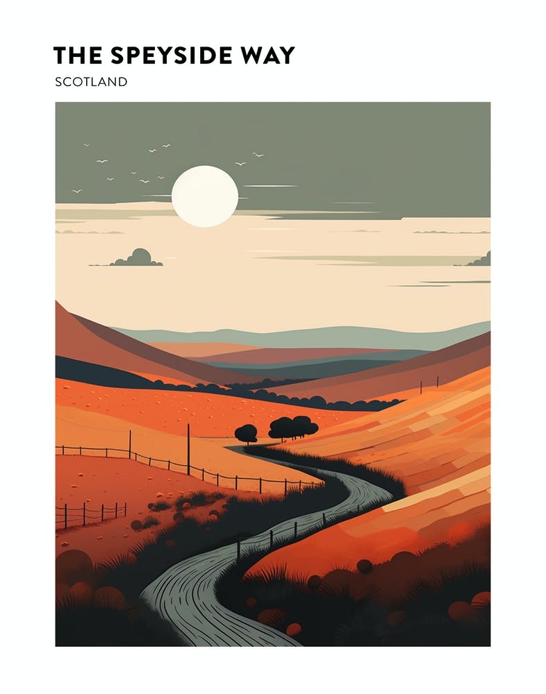 The Speyside Way Scotland 2 Hiking Trail Landscape Poster