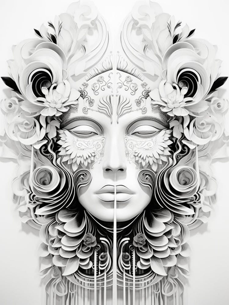 Surreal Symmetry Abstract Black And White 2