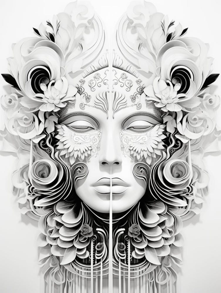 Surreal Symmetry Abstract Black And White 2