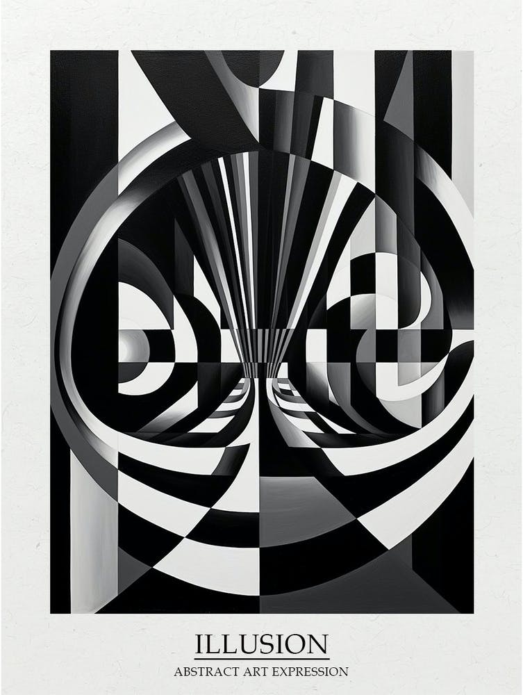Illusion Abstract Black And White 3 Poster