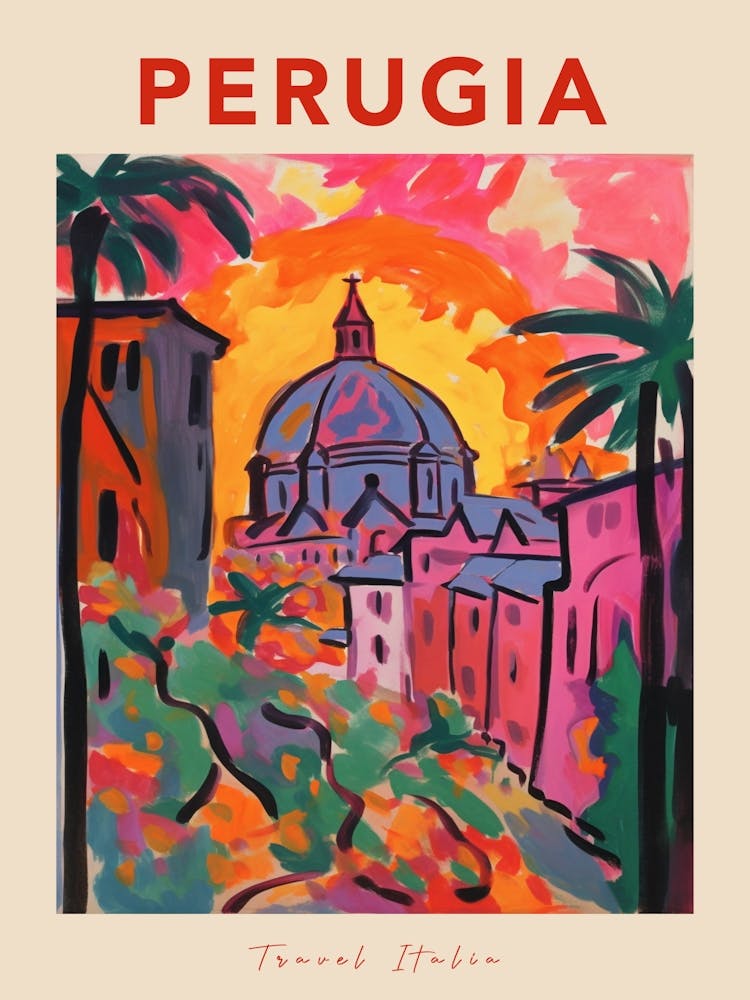 Perugia Italia Travel Poster