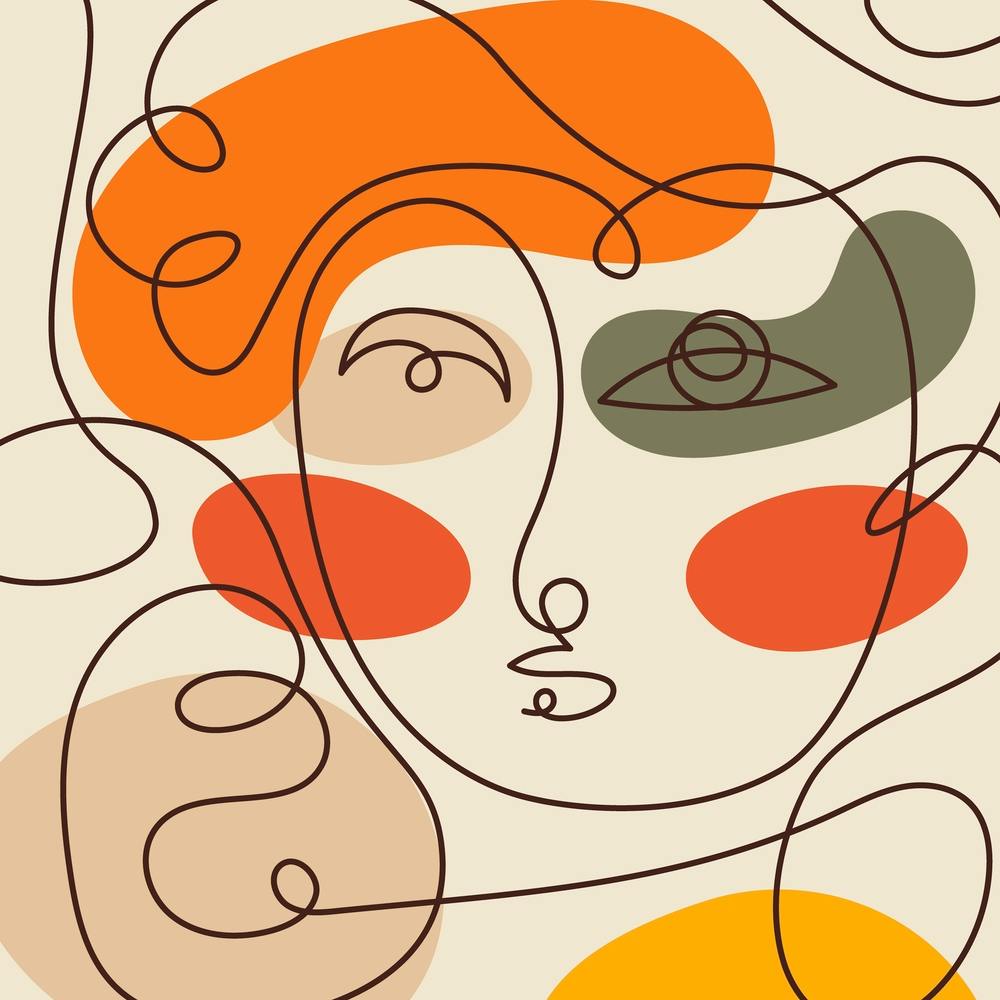 Abstract Woman's Face Single Line