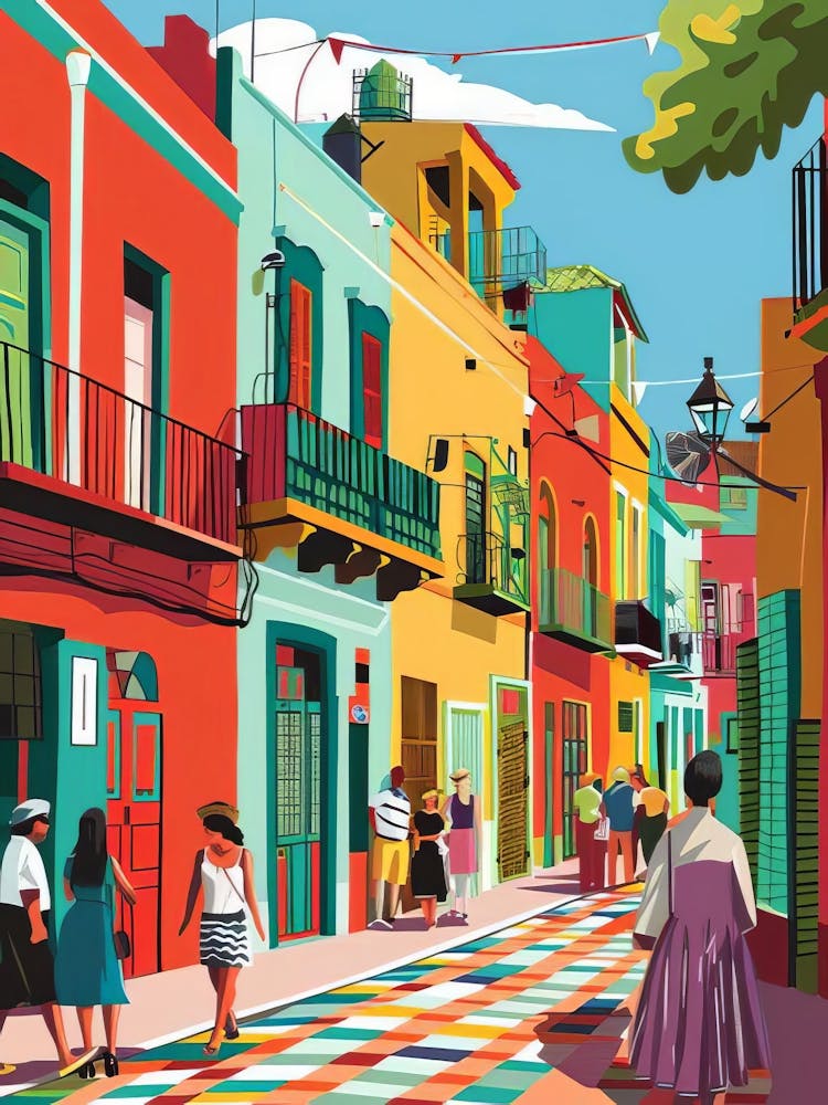 Buenos Aires Print Argentina Print La Boca Print Buenos Aires Illustration Argentina Travel Poster Buenos Aires Gift Beach Print