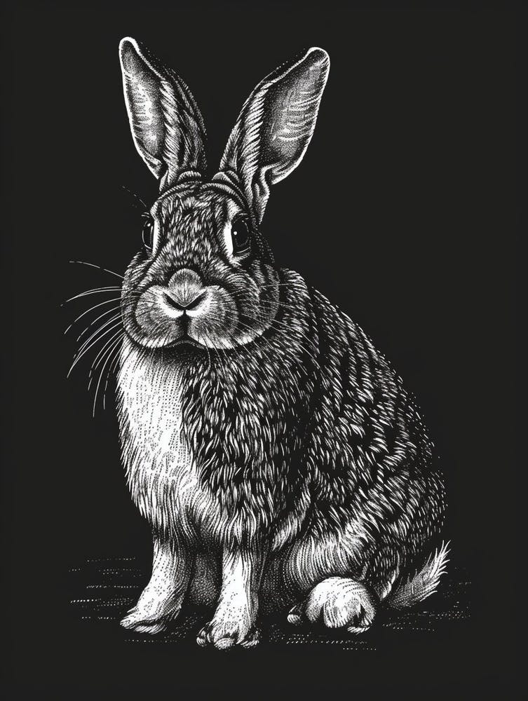 English Lop Blockprint Rabbit Illustration 8