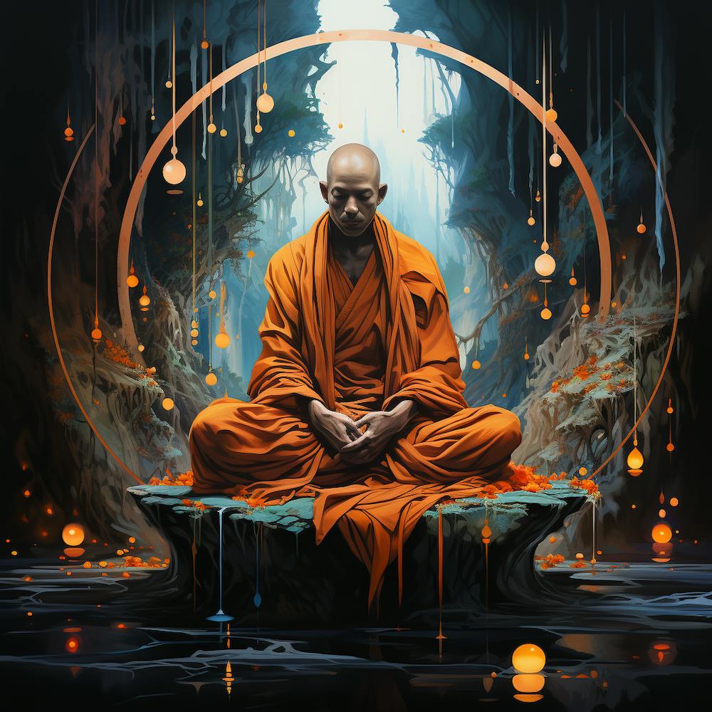Meditating monk