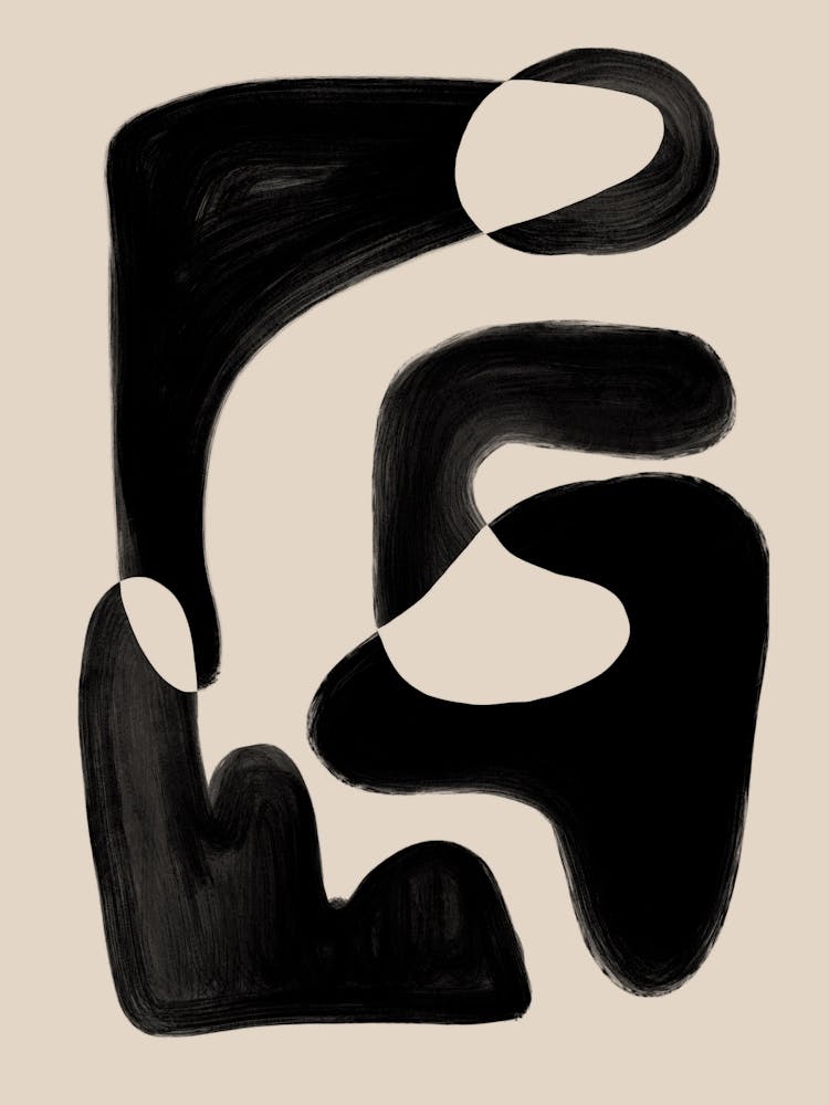 Abstract Black and Beige Organic Shapes
