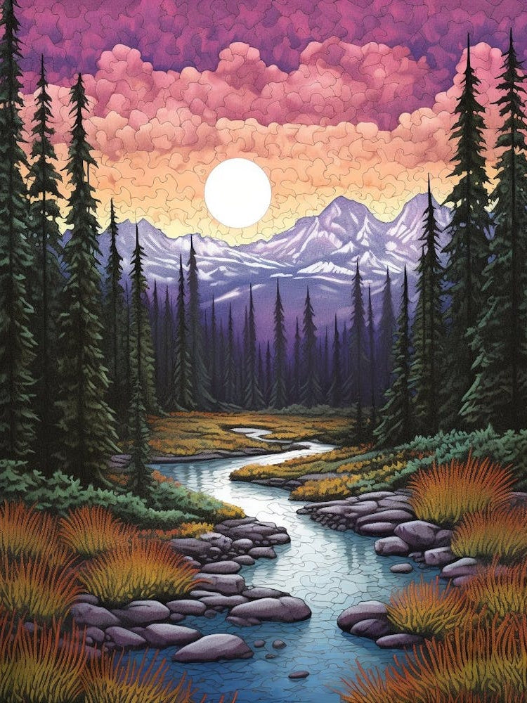 Mount Rainier National Park Retro Pop Art 10