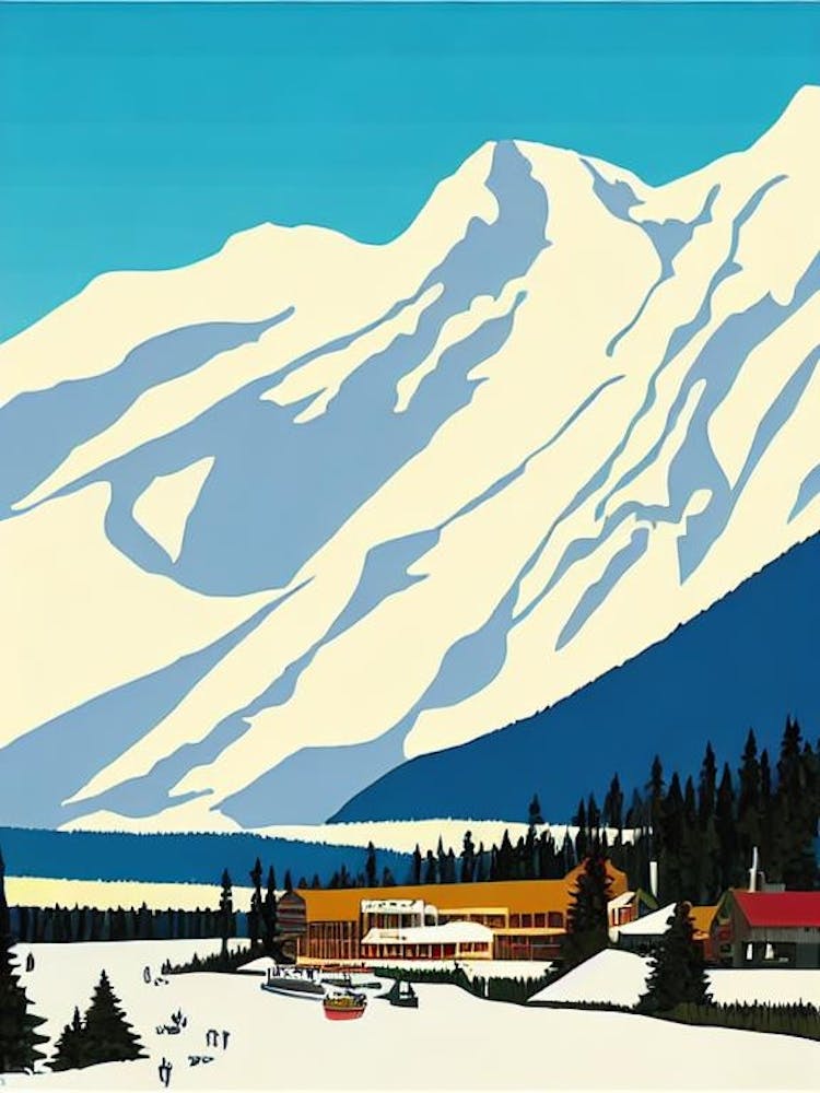 Alyeska, Usa Midcentury Vintage Skiing Poster