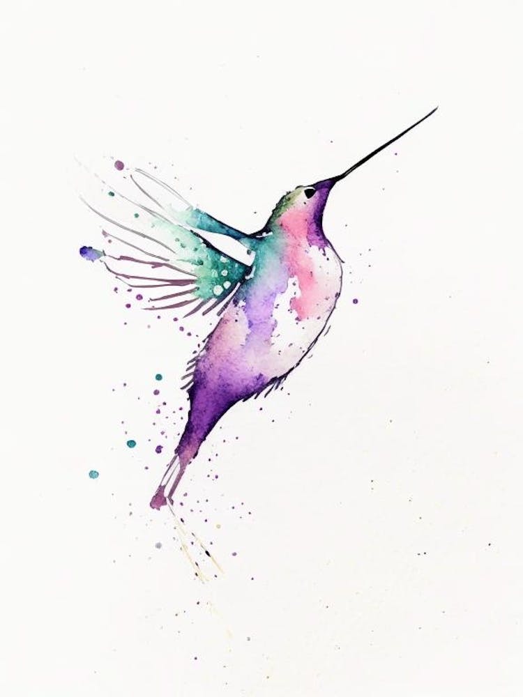 Colibri 2 Symbole Aquarelle Minimale