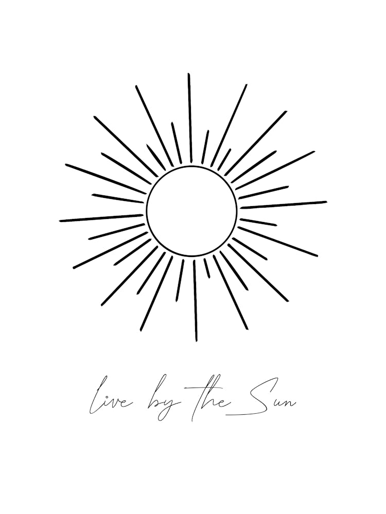 Live By the Sun, Line Floral Sun, Boho