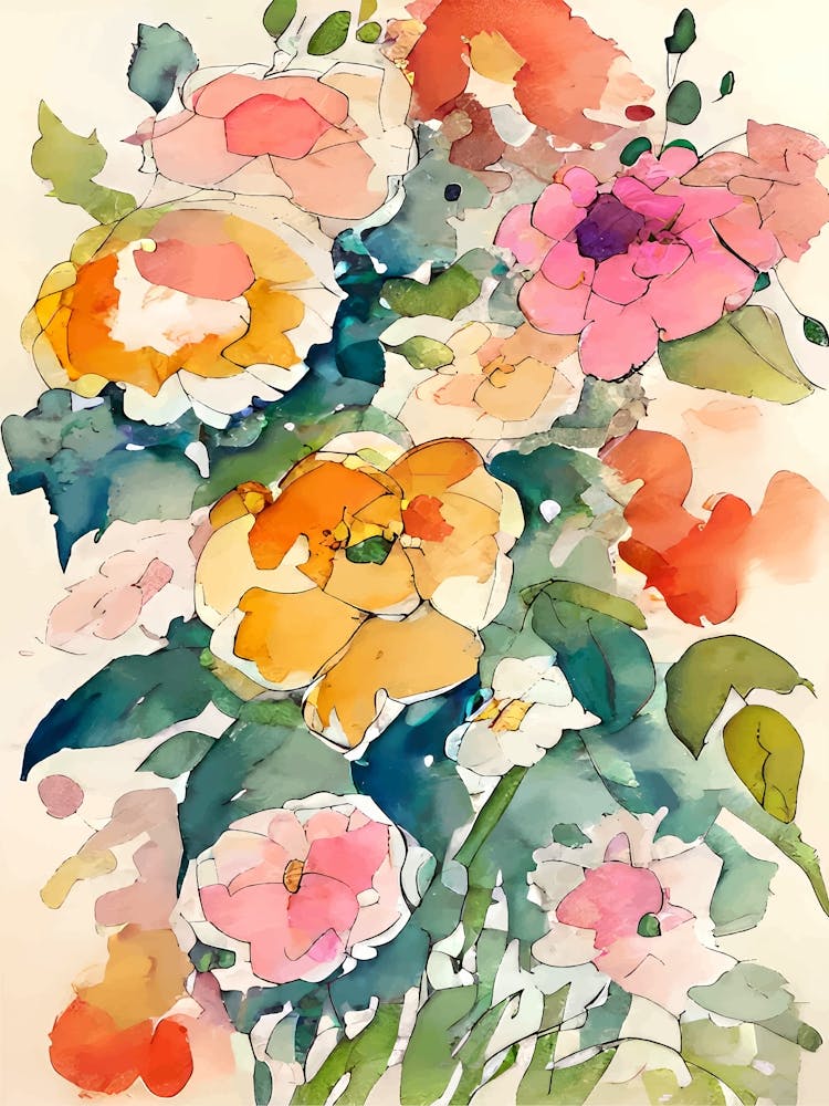 Watercolor Bouquet of Flowers