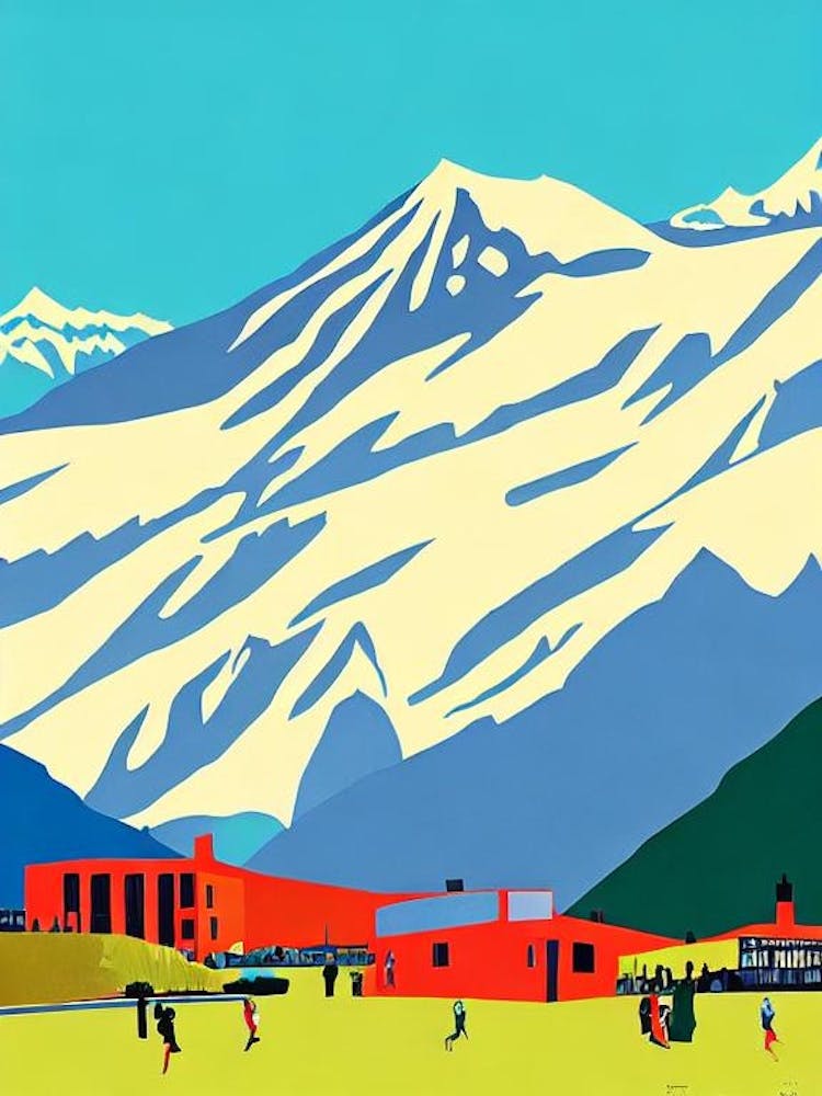 La Parva, Chile Midcentury Vintage Skiing Poster