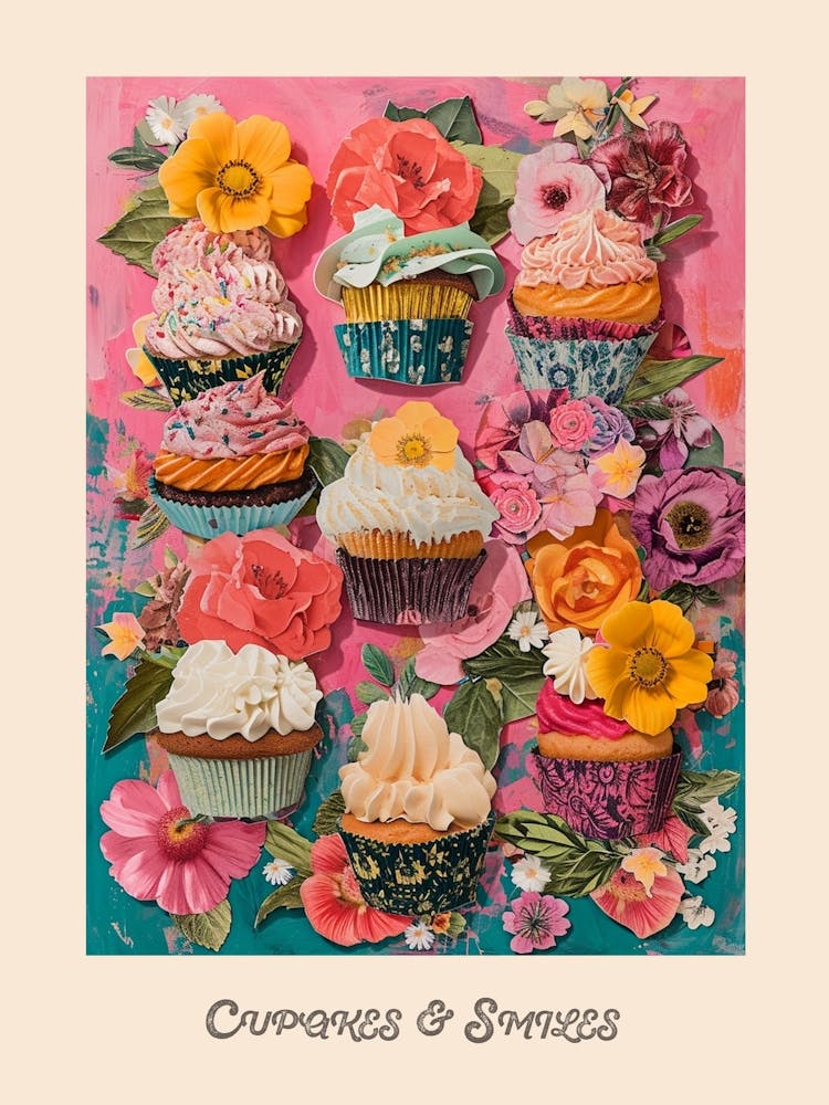 Cupcakes & Smiles Retro Poster 1