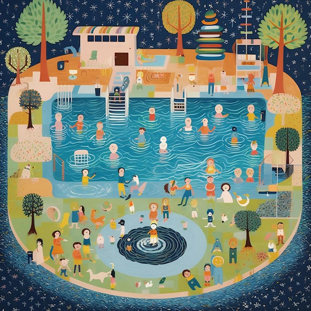 Swimming Pool Naive Art