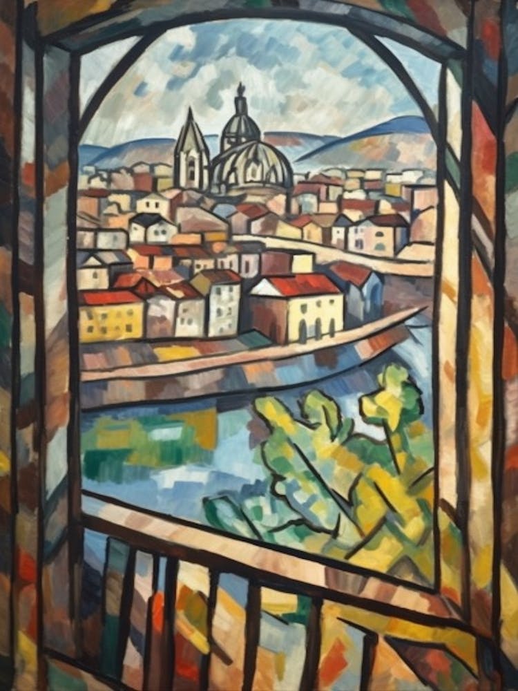 Window View Of Budapest Hungary In The Style Of Cubism 2