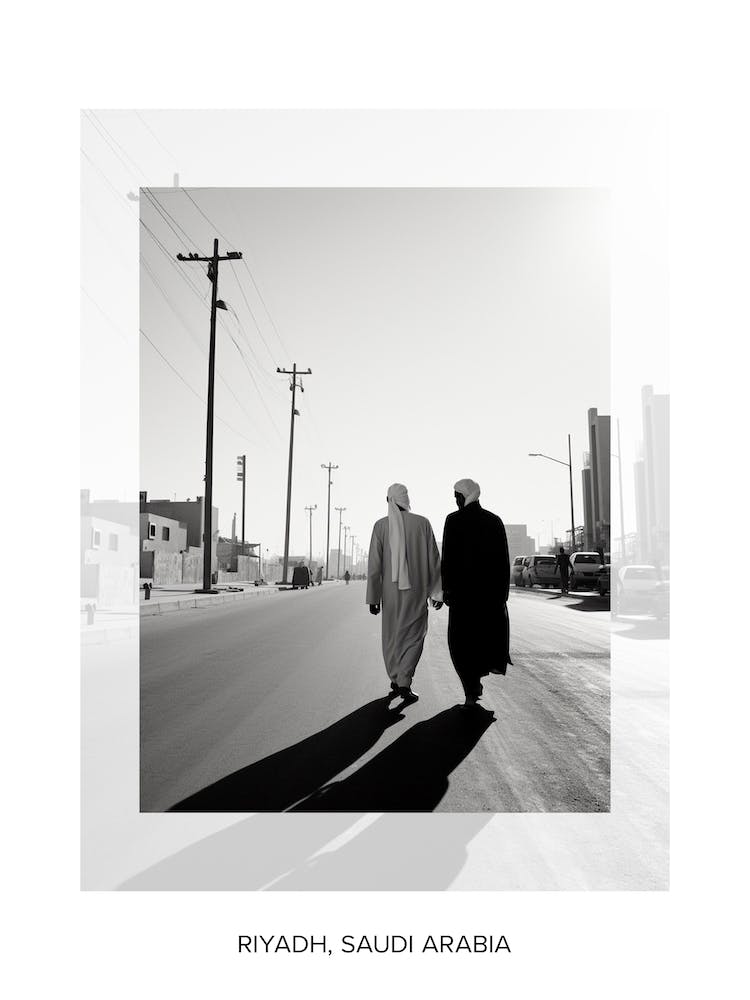 Poster Of Riyadh, Saudi Arabia, Black And White Old Photo 1