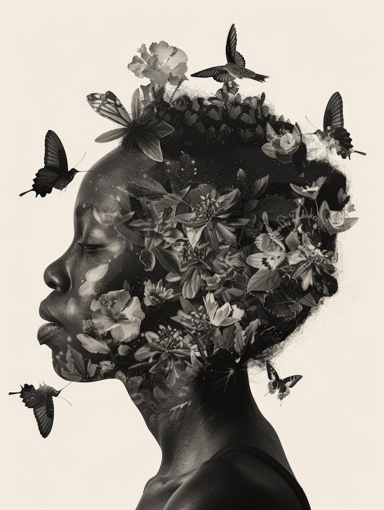 Woman With Butterflies In Her Hair 1