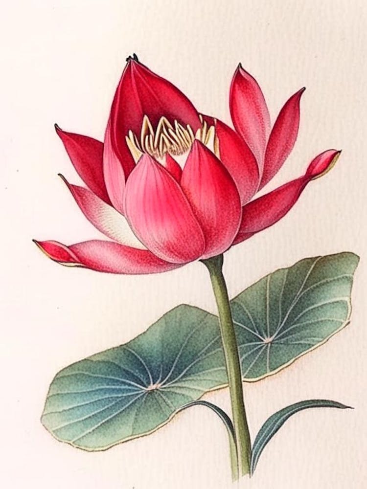 Red Lotus Watercolour Ink Pencil 1
