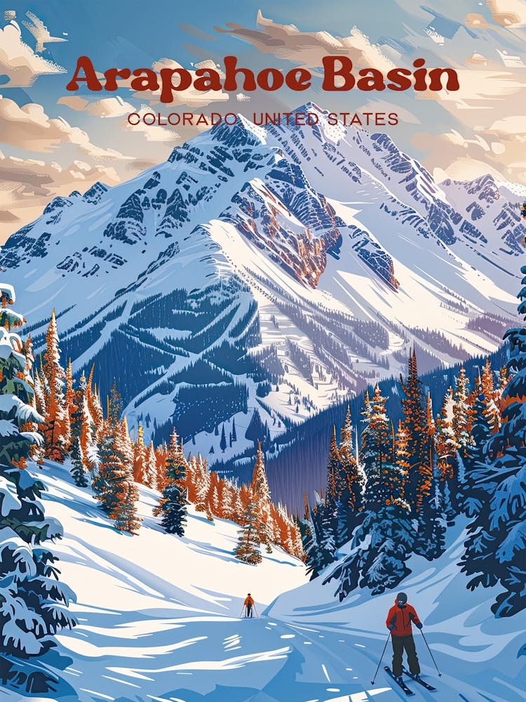 Arapahoe Basin Rocky Mountains Art Illustration