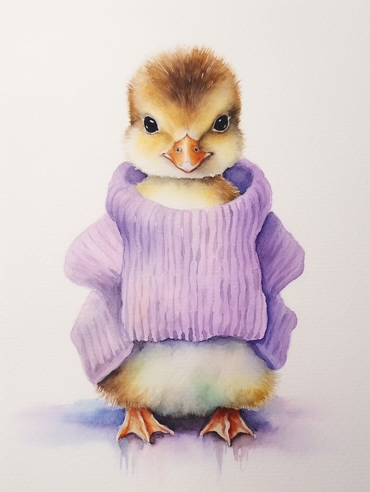 Baby Animal Watercolour Duckling 2