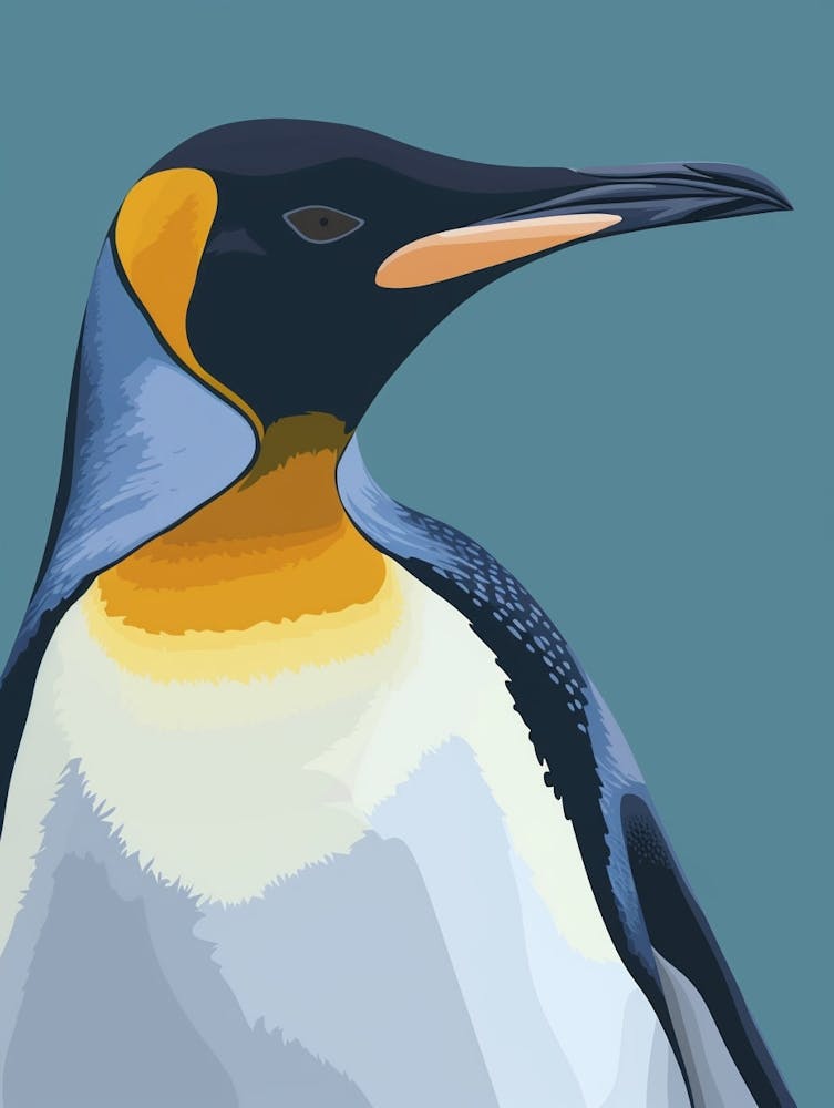 King Penguin Oamaru Blue Penguin Colony Minimalist Illustration 2