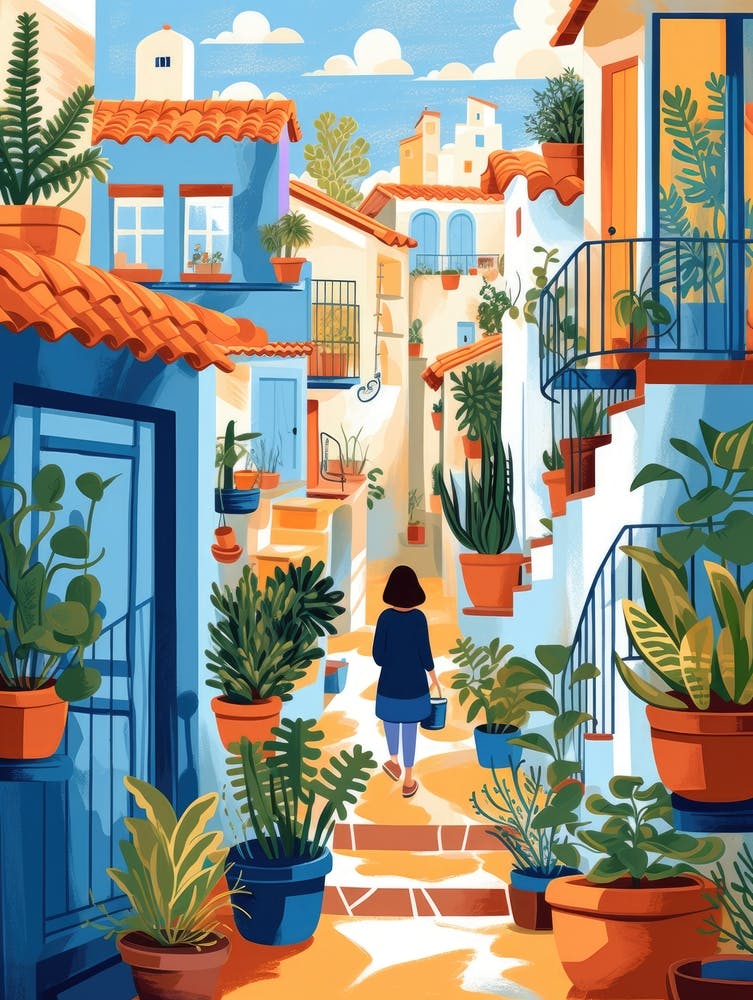 Illustration Of A Street In Spain