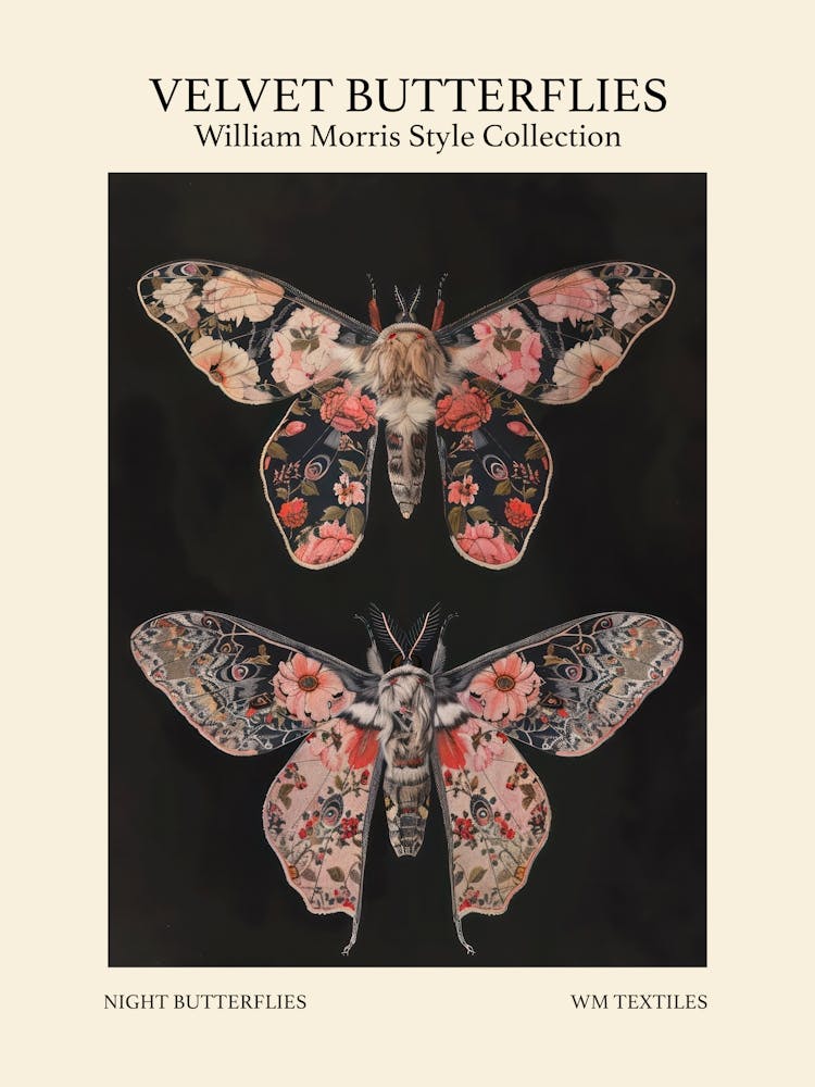 Velvet Butterflies Collection Night Butterflies William Morris Style 8