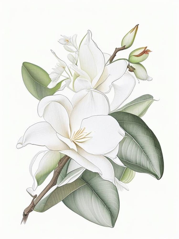 Gardenia Floral Quentin Blake Inspired Illustration 2 Flower