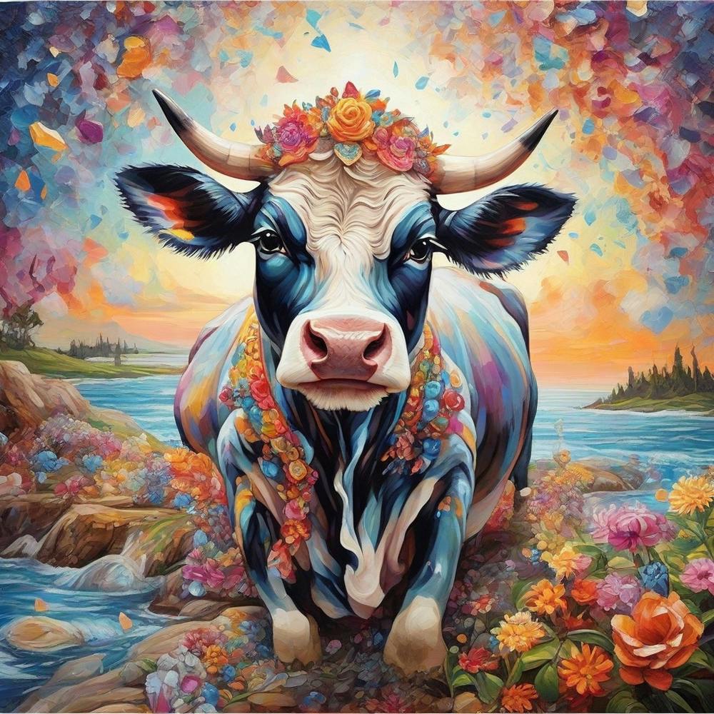 Cow In Flowers