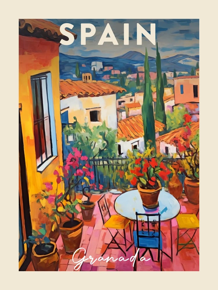 Granada Spain 4 Fauvist Painting  Travel Poster