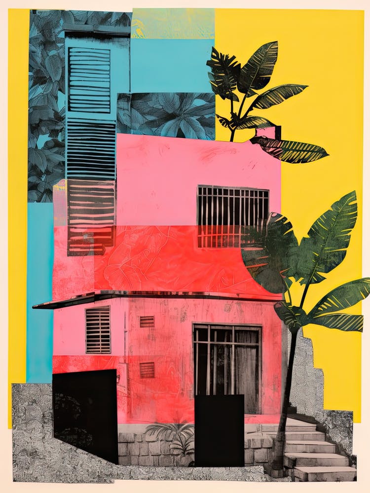 A House In Rio De Janeiro, Abstract Risograph Style 4