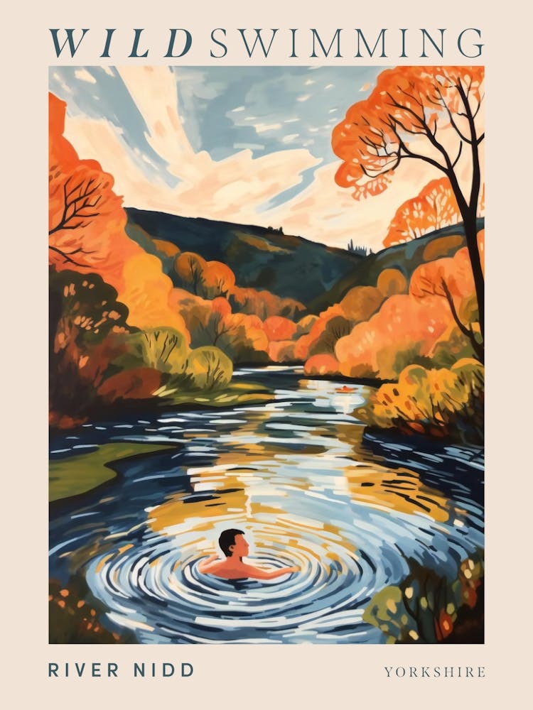 Wild Swimming At River Nidd Yorkshire 2 Poster