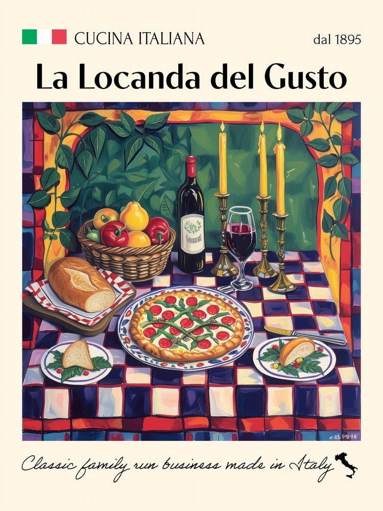 La Locanda Del Gusto Trattoria Italian Poster Food Kitchen