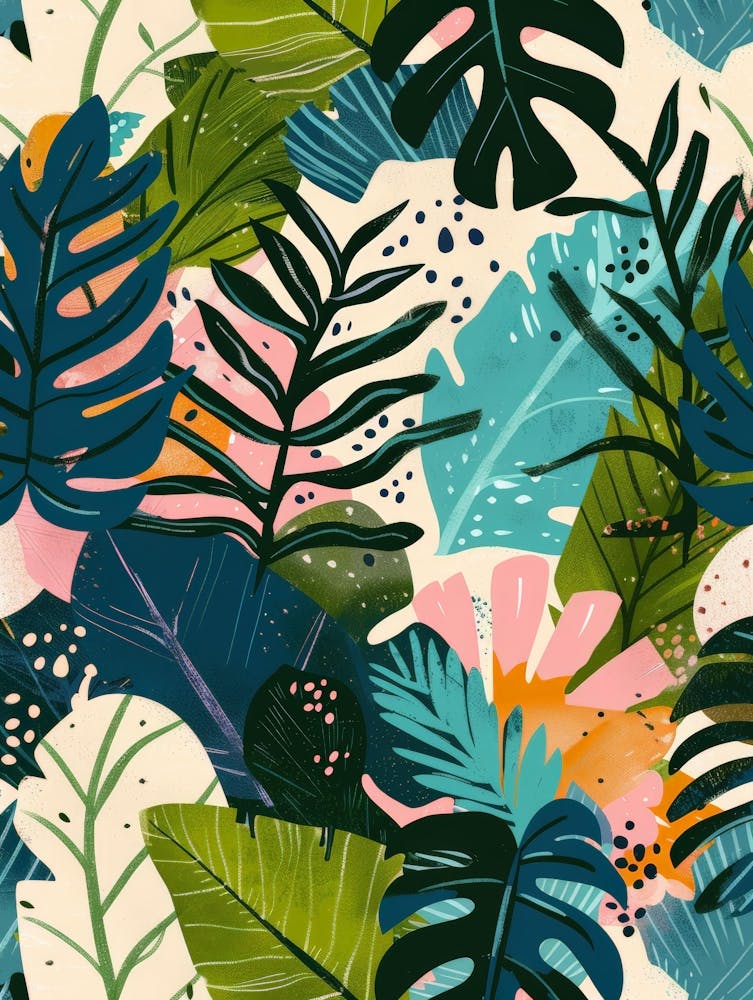 Motif de Feuilles Tropicales Sans Raccord 4
