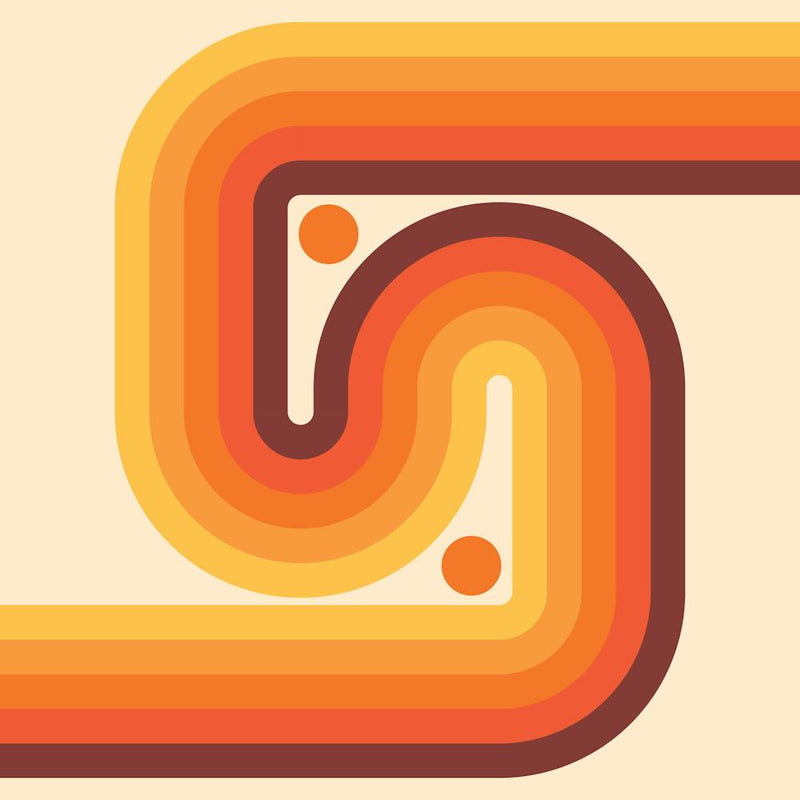 Geometric Rainbow Midcentury Modern Pattern I in retro yellow gold theme 1