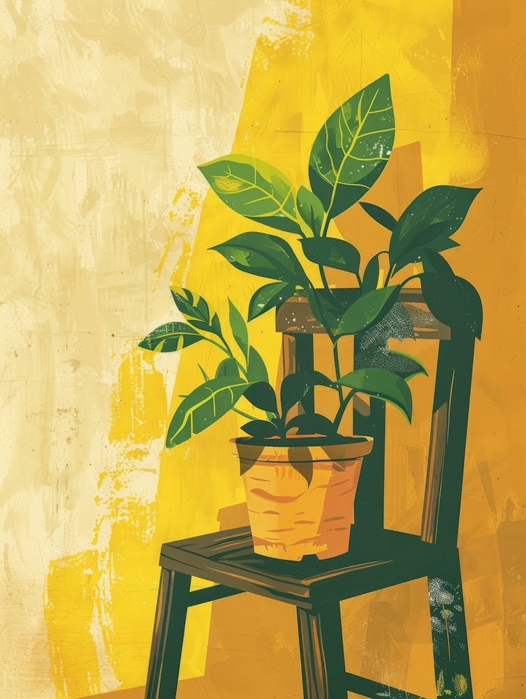 Potted Plant On A Chair