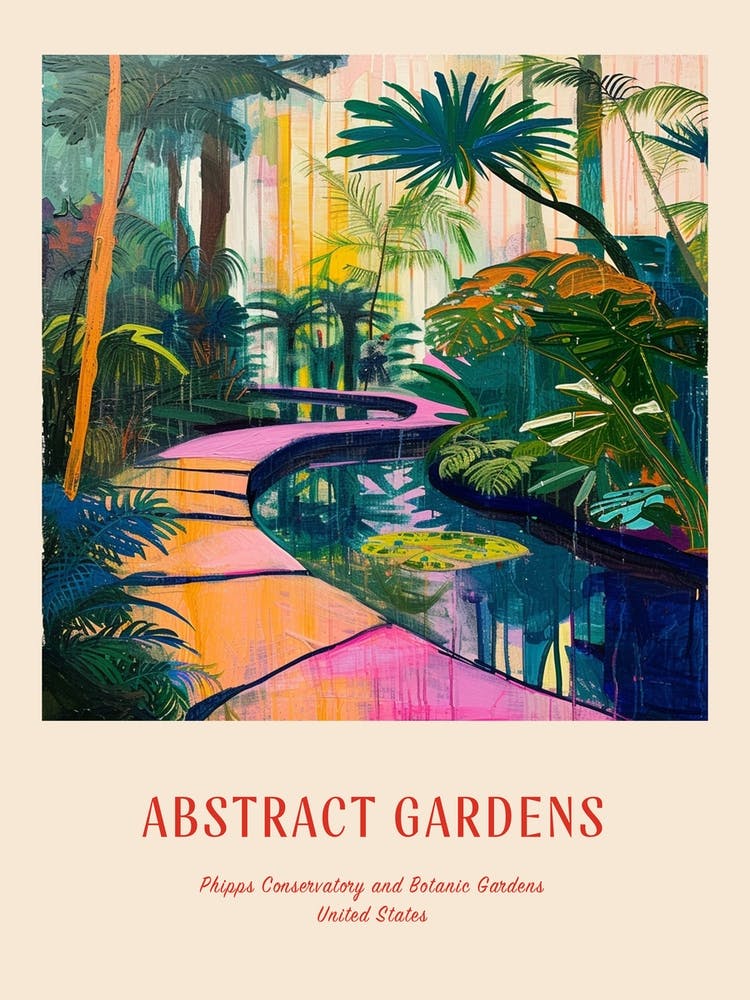 Colourful Gardens Phipps Conservatory And Botanic Gardens Usa 1 Red Poster