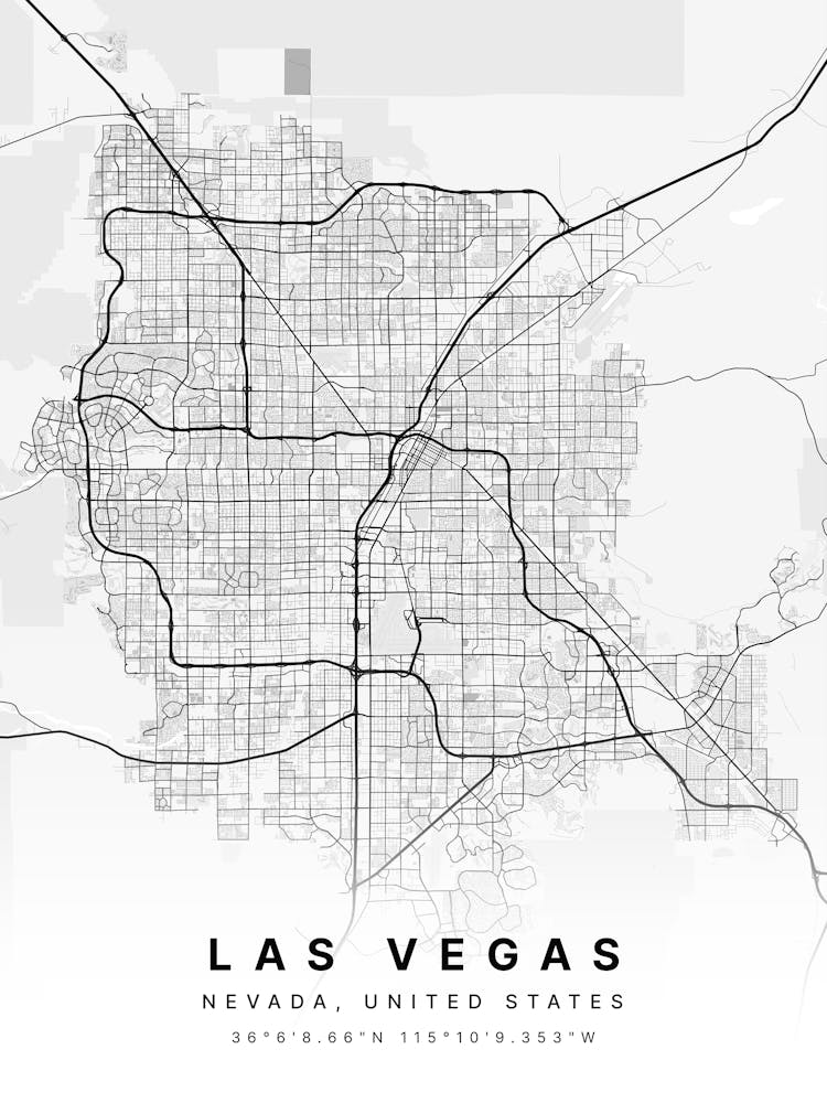 Las Vegas Nevada USA White Map