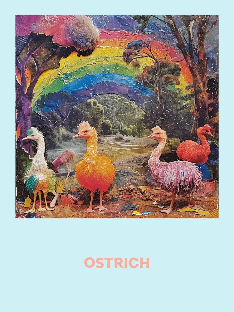 Ostrich Rainbow Poster 1