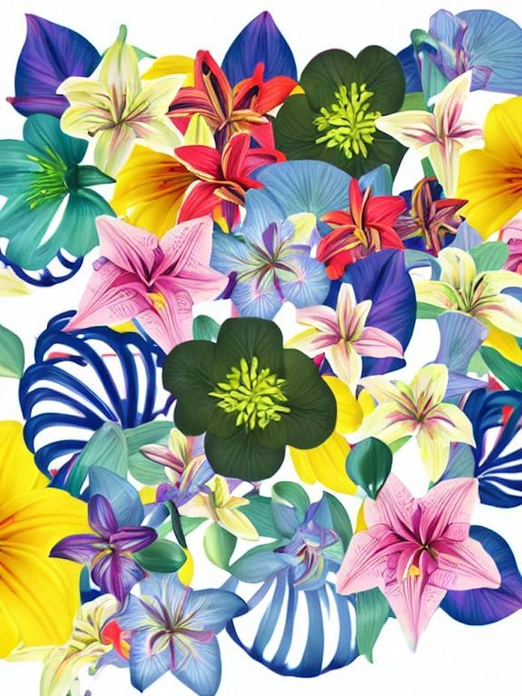 Lilies 2 Modern Colourful Flower