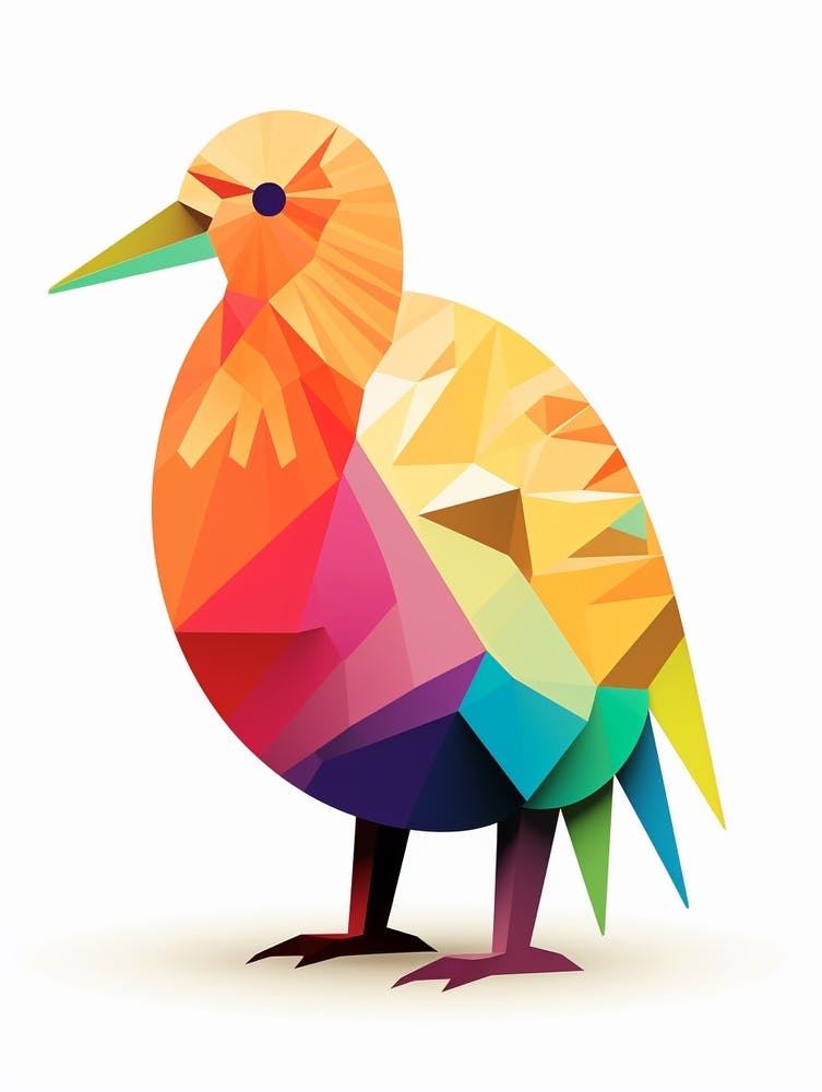 Colourful Geometric Bird Kiwi 2