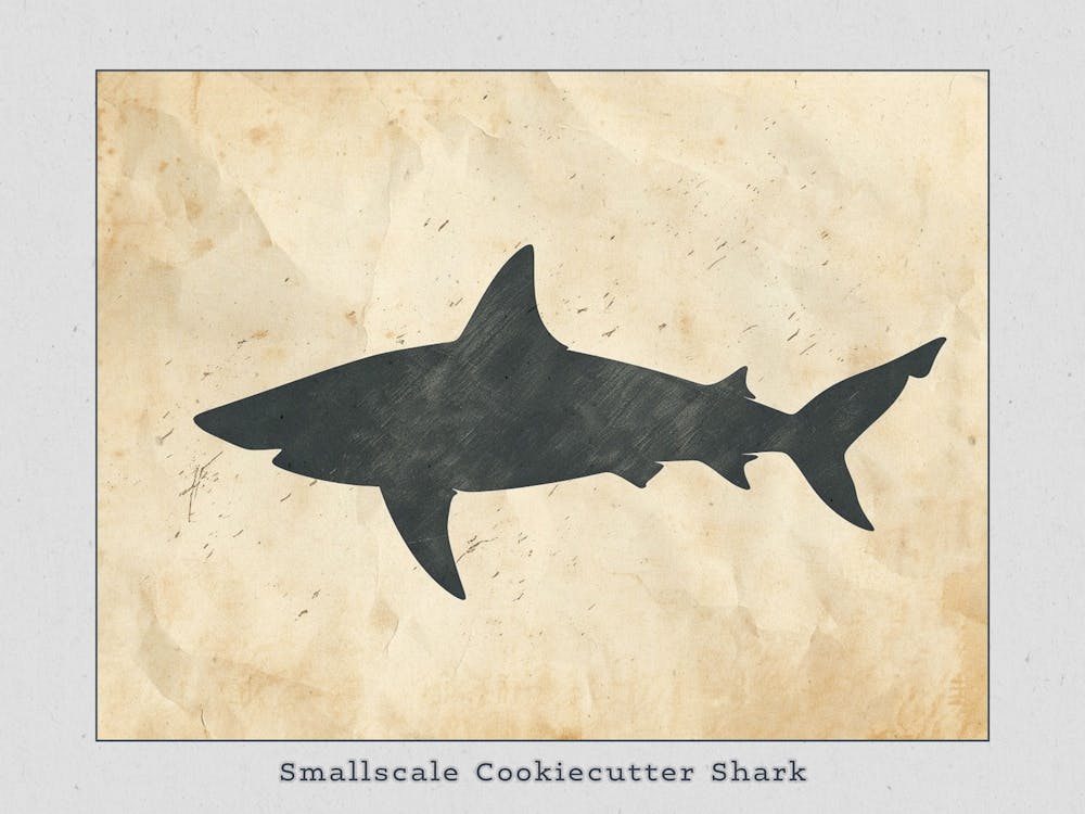 Smallscale Cookiecutter Shark Silhouette 5 Poster