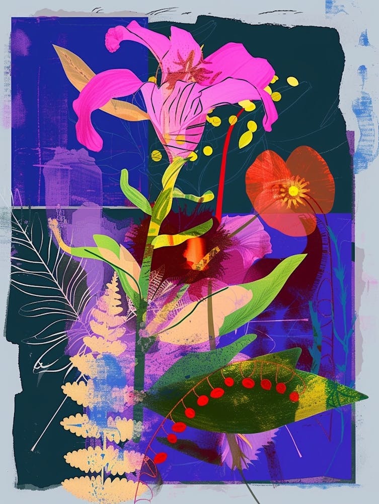 Lisianthus 1 Neon Flower Collage